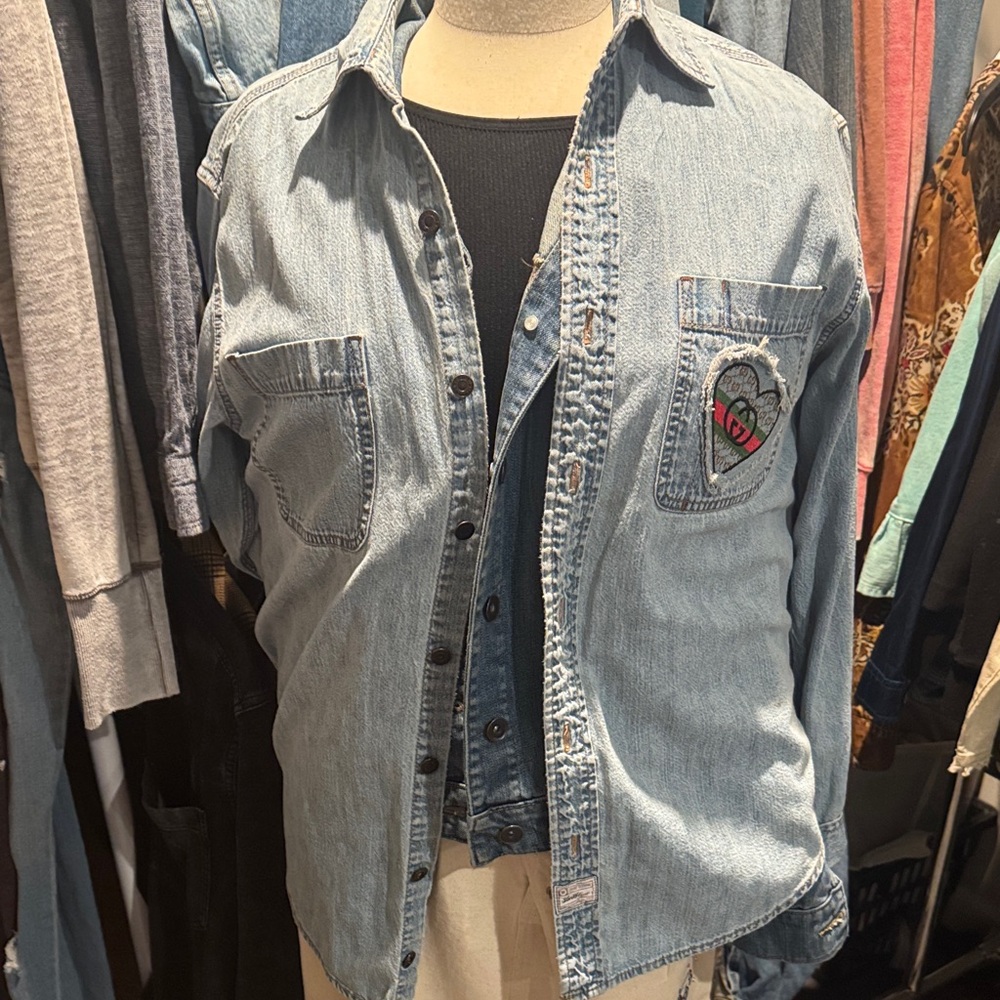 Levi's Light Blue Jean Jacket with Heart Patch